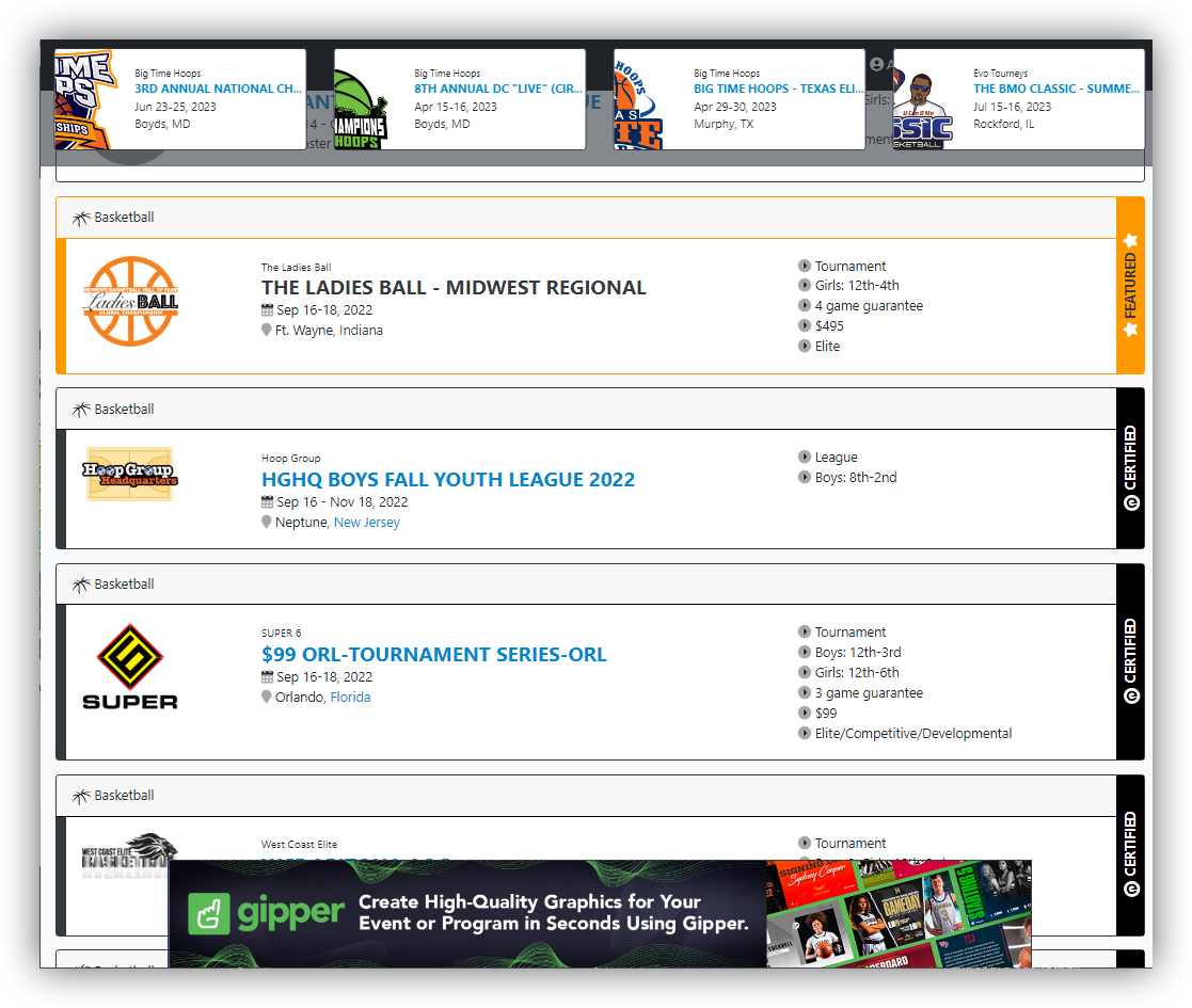 Event, Tournament, League baseball Directory Listing